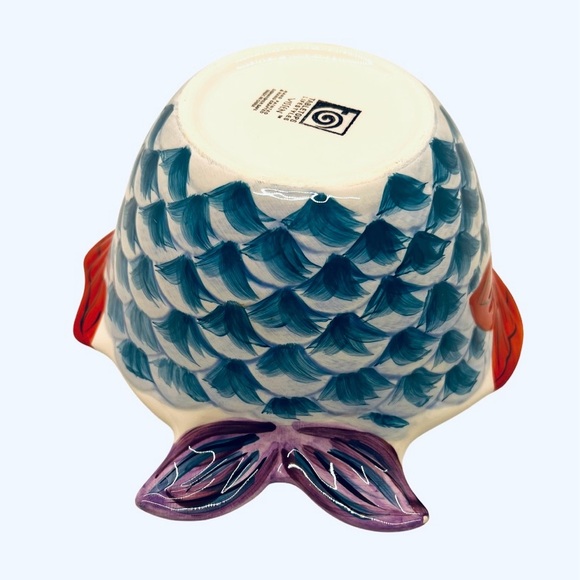 Vissen 6" Fish Shaped Bowl Hand Painted, Retired Design, Whimsical, Colorful - Picture 4 of 11